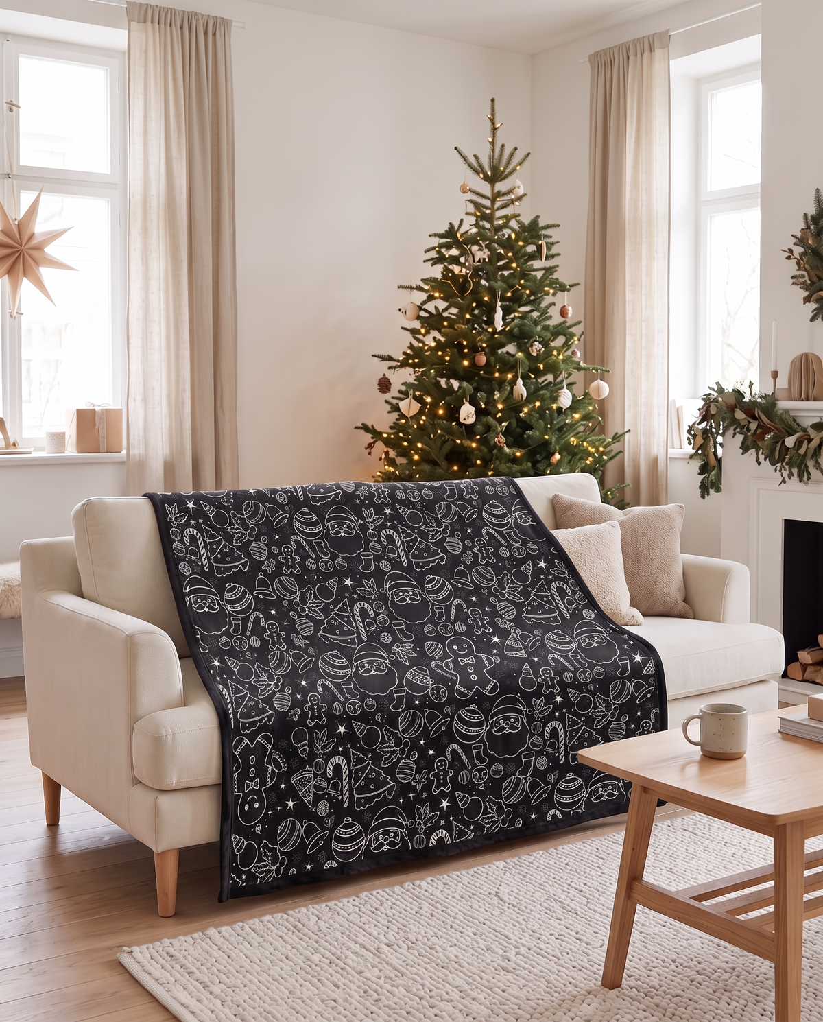 The same blanket before coloring, black and white
